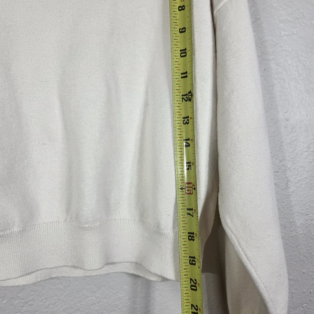 Aritzia Sunday Best Size L Cream Merino Wool Daisy Sweater Daisies Flower Print - Picture 14 of 16